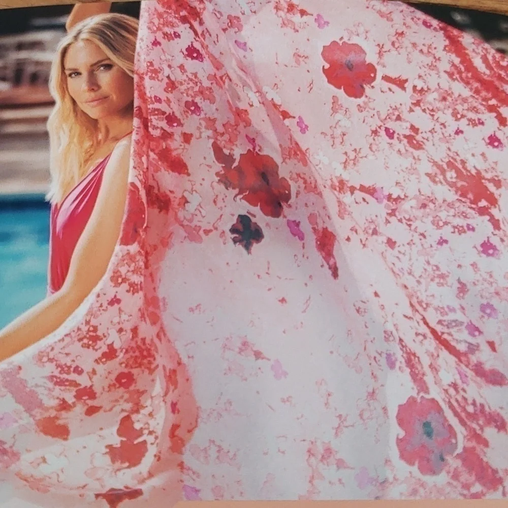NWT Peter Som Dream Floral Print Sarong Coverup Rose-Quartz Oversize